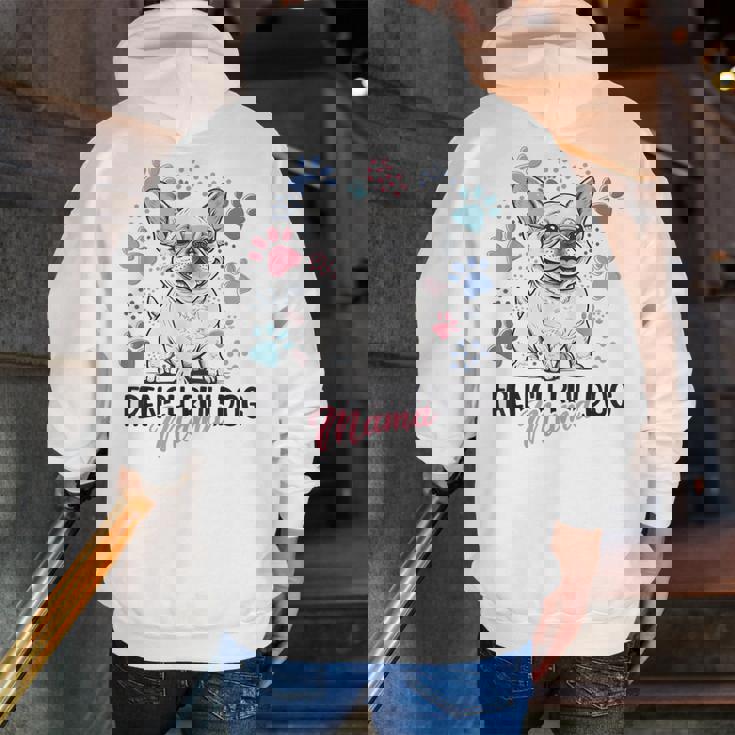 French Bulldog Mama Frenchie Dog Mom Men Zip Up Hoodie Back Print