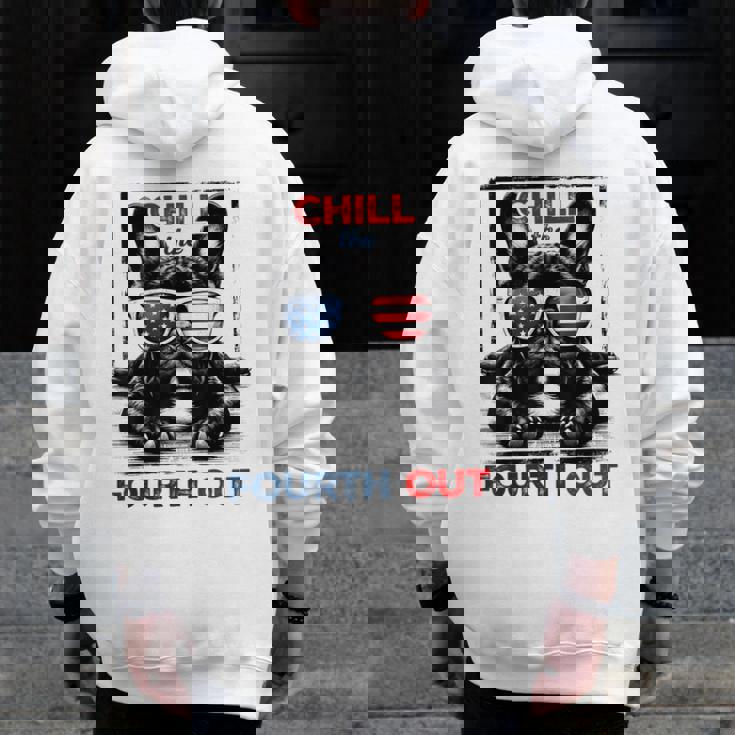 Chill The Fourth Out 4th Of July Cute French Bulldog Men Zip Up Hoodie Back Print