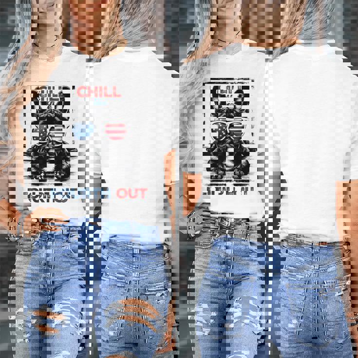 Chill The Fourth Out 4th Of July Cute French Bulldog Women's T-Shirt