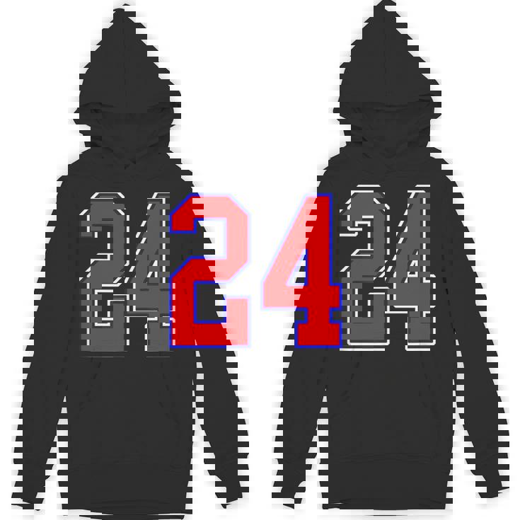 24番の大学スポーツスタイル。レッド、ブルー、ホワイト。 パーカー