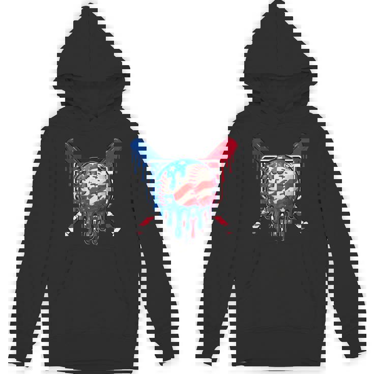 Baseball Drip Boys Dripping Ice Cream Baseball American Flag Hoodie
