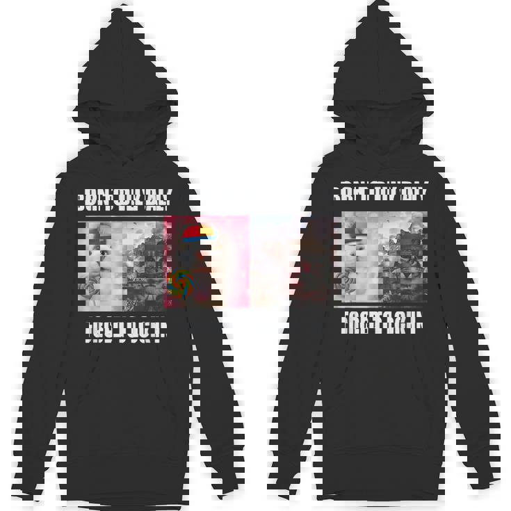 Born To Dilly Dally 強制的にロックインキャット ミーム パーカー