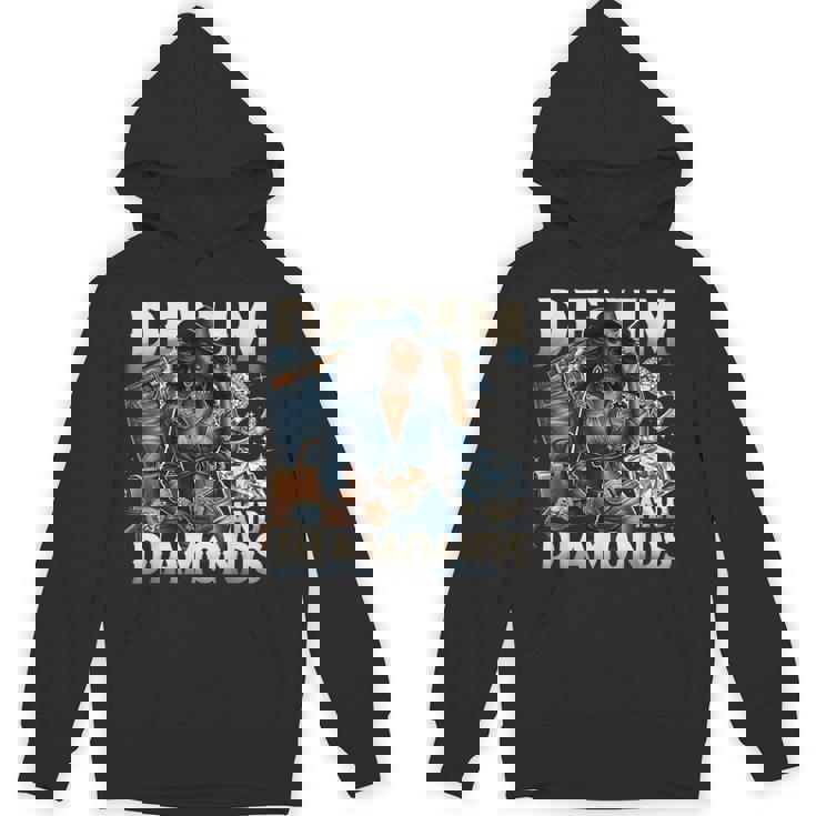 Denim And Diamonds African Melanin Swag Cowgirls Western Hoodie