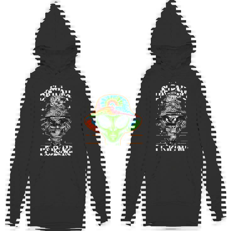 Don't Panic It's Organic Alien Ufo 面白いプリント パーカー