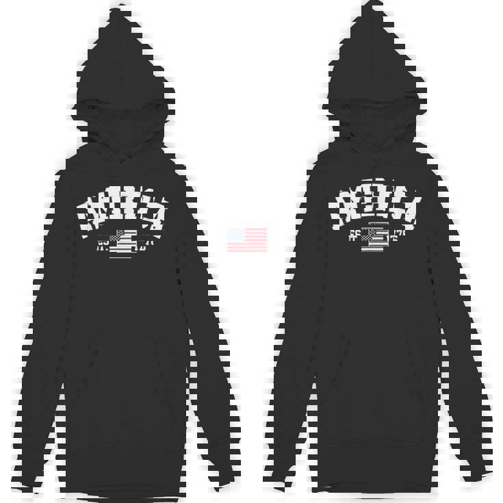 Est 1776 Patriotic Us American Flag 4Th Of July America Hoodie
