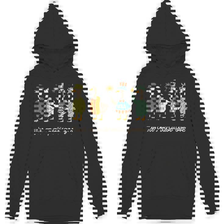 Just A Patriotic Goose American Flag Meme 4Th Of July Hoodie