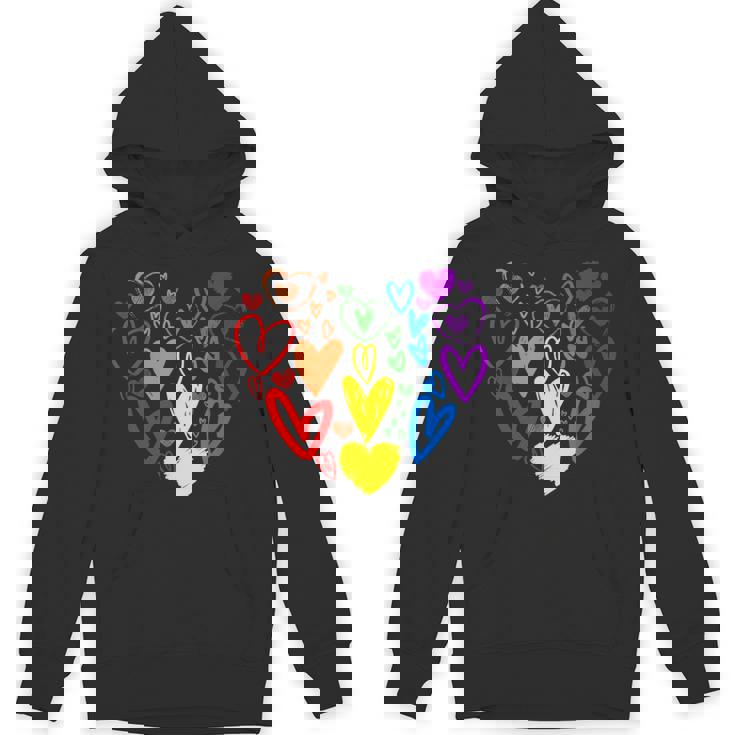 Lgbtq レインボーフラッグハート Lgbtqia バレンタインデー プライドムーン Hoodie