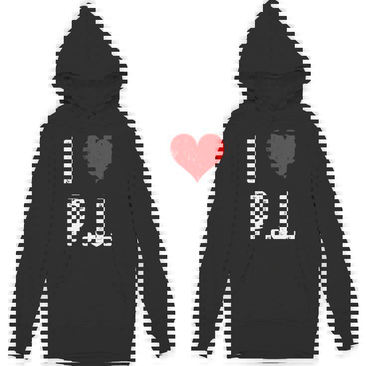 I Love Pj PJ ハート アンティーク調 長袖tシャツ パーカー