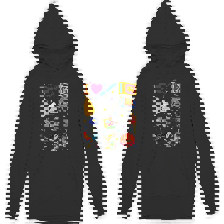 I Loveri Lanka 手描きのスリランカのランドマーク、旗、地図 パーカー