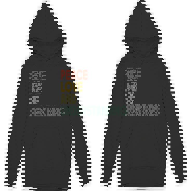 Peace Love And Understanding シャツ インスピレーションを与える引用 レトロ パーカー