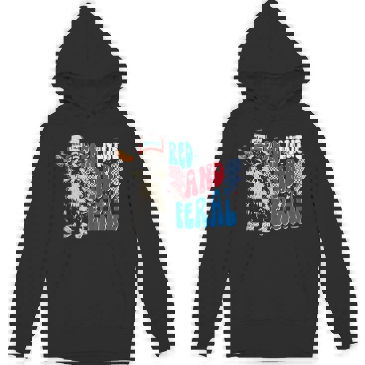 Red White And Feral Raccoon 4Th Of-July Hoodie