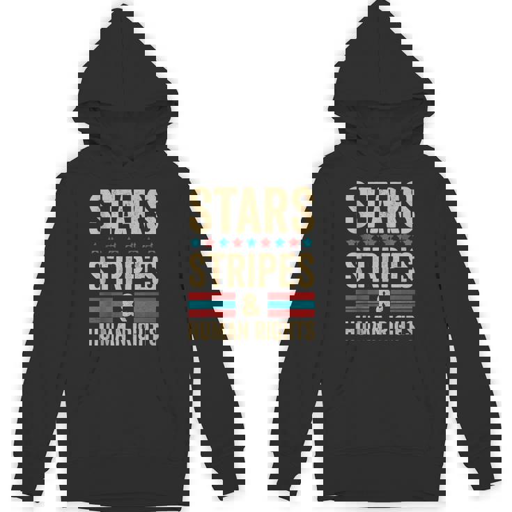 Stars Stripes And Human Rights Vintage July 4Th Distressed Hoodie