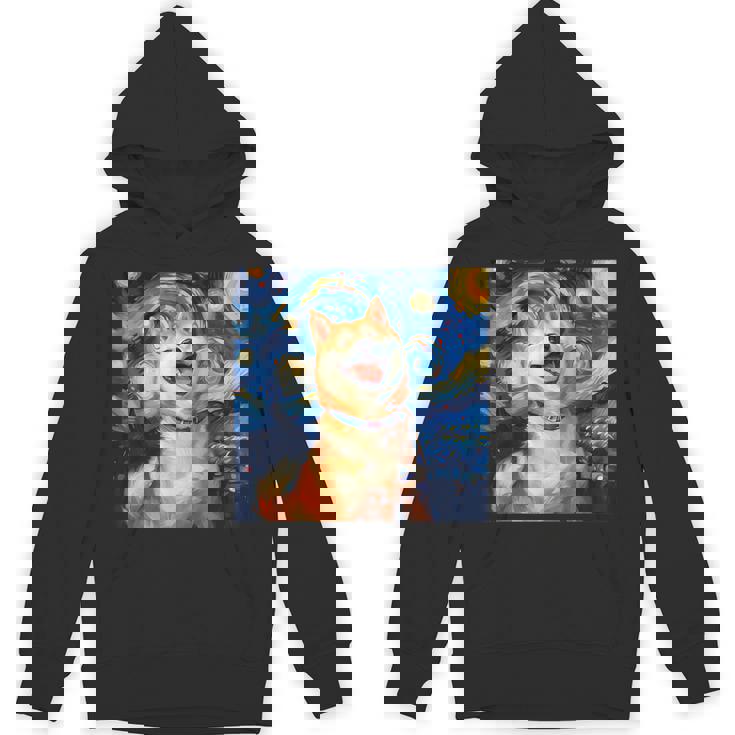 かわいい 柴犬 犬 星月夜 ヴィンセント・ヴァン・ゴッホ 絵画 パーカー