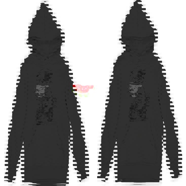 かわいいブルドッグが自転車に乗ってスイカを食べる 誕生日 パーカー