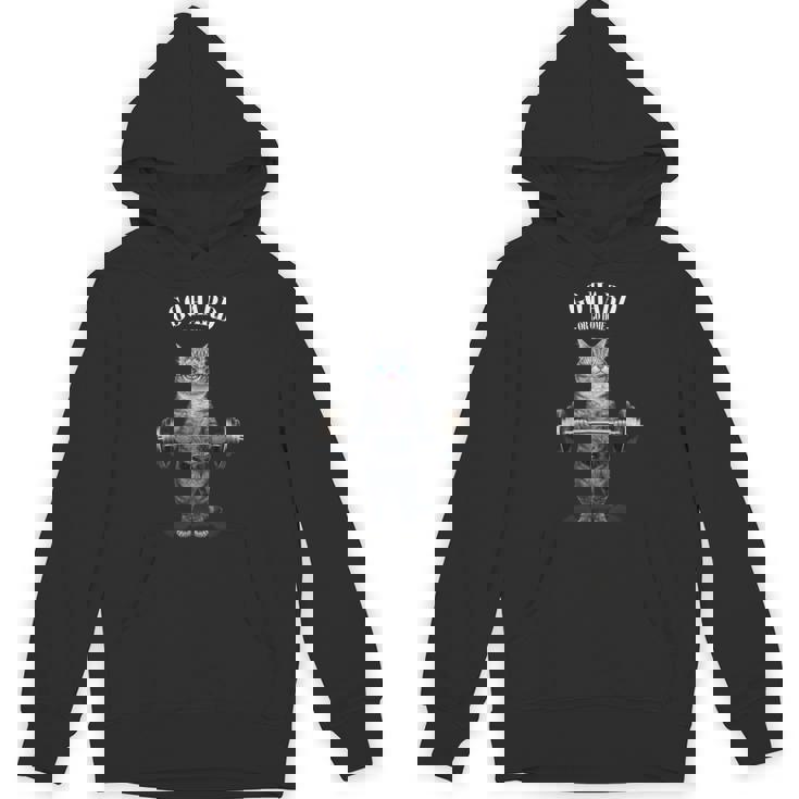 ウェイトリフティング 筋トレ バーベル やる気がないなら家に帰れ グレー 猫 ねこ パーカー