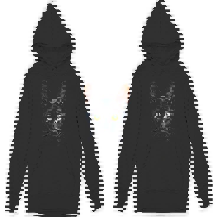 オリエンタル ショートヘア 猫 リアルなフェイスアート ブラック パーカー