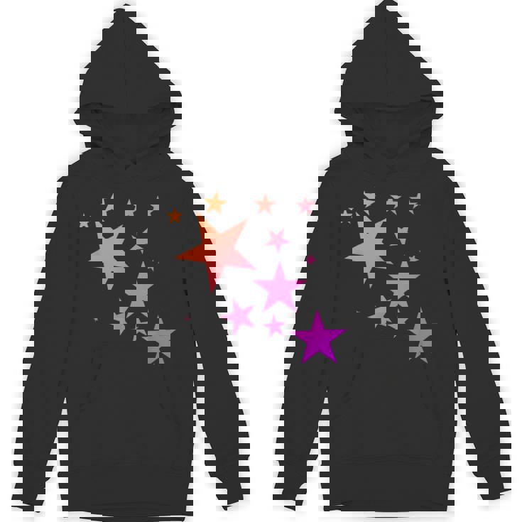 カラフルなオレンジピンクの星、流れ星柄デザイン。 Hoodie