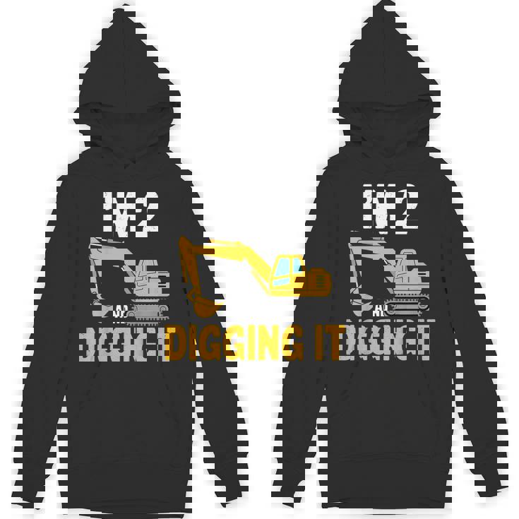 キッズ I'm 2 And Digging It 男の子向けのかわいいショベルデザイン パーカー