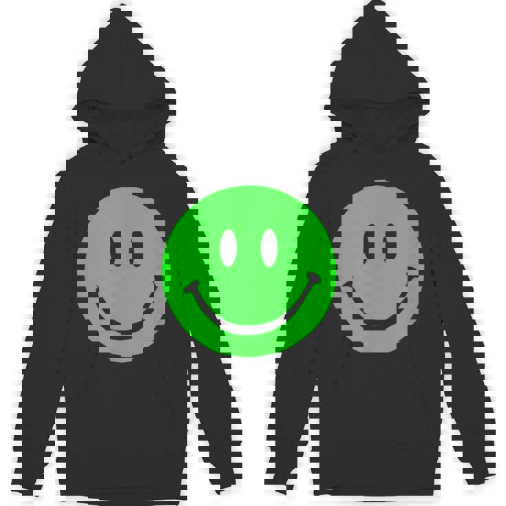 グリーン スマイリーフェイス レトロ グリーン ハッピーフェイス パーカー