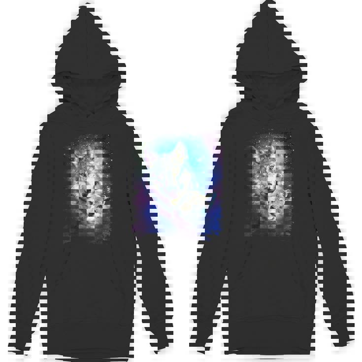 コズミックスペース オオカミ 家族 オオカミ 顔 Hoodie