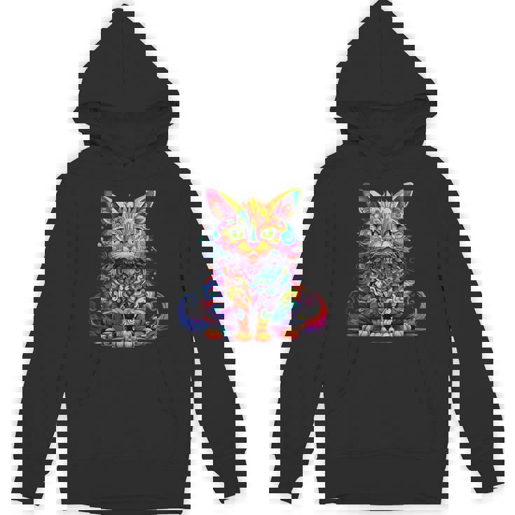 サイケデリック マンガ 猫 カラフル ファンタジー 曼荼羅スタイル パーカー