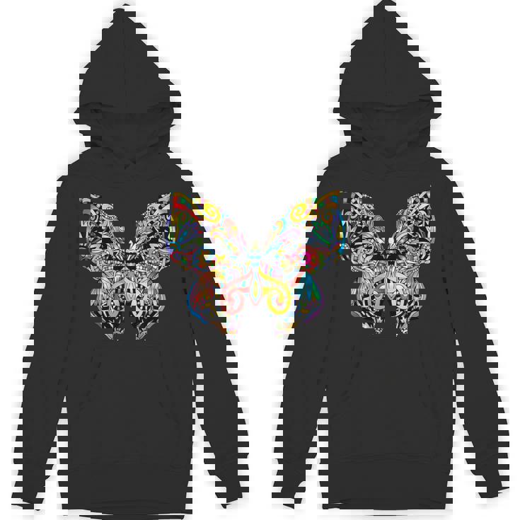 サイケデリック 蝶 神聖な曼荼羅デザイン チャクラ ラブアート パーカー