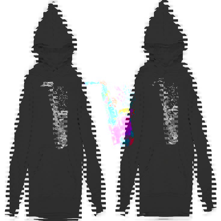サクソフォン プレーヤー ジャズ 音符 サクソフォン カラフル サックス Hoodie