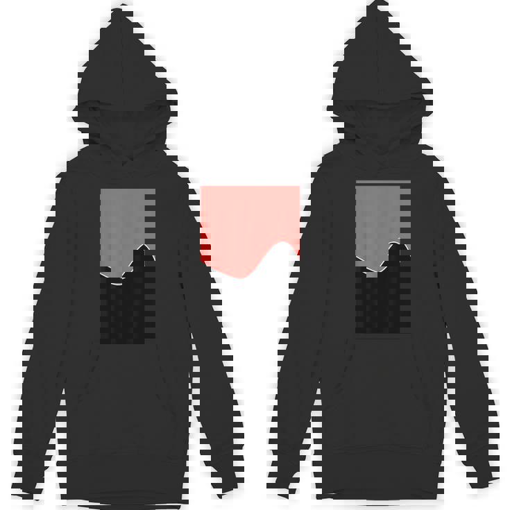 ジオメトリック ツートーン ウェーブ パターン カーミン ピンクとブラック パーカー