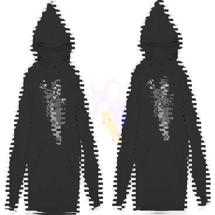 スケボーに乗る骸骨 スケーター ハロウィン パーカー