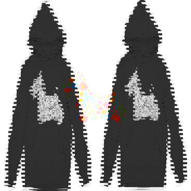 スコティッシュテリア水彩フラワーデザイン。 パーカー