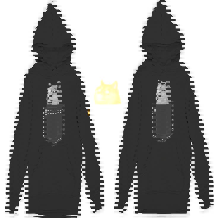 ドージコイン 胸ポケットの中にクリプト ミーム ドッグミーム ロゴ ドージコイン Hoodie