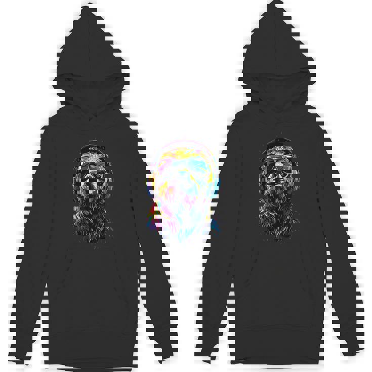 ナマケモノ カラフルな色彩 ポップアート グラフィック 怠け者 パーカー