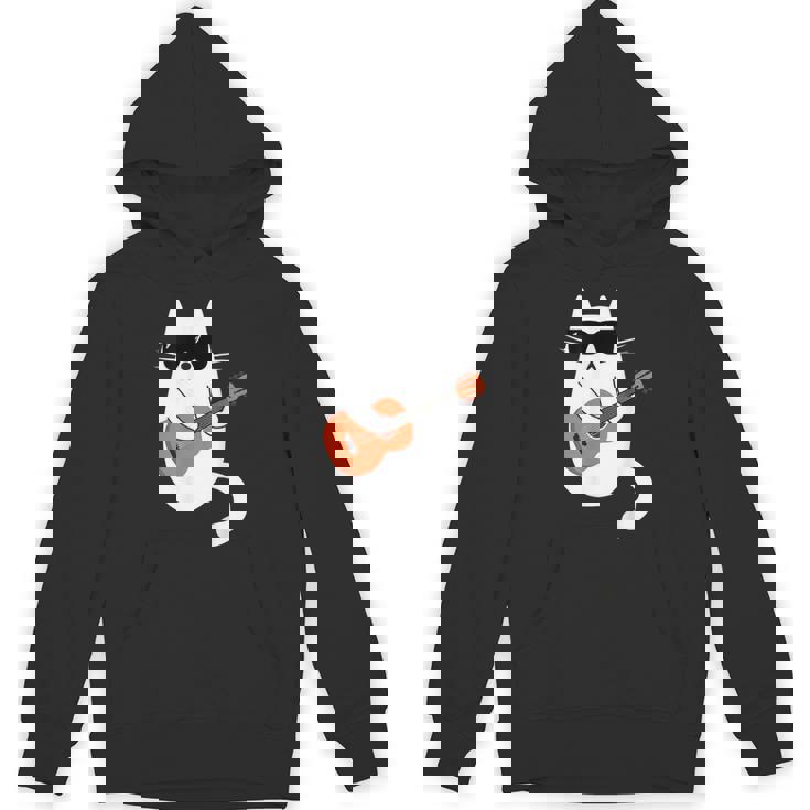 ネコとギター 猫とサングラス ネコ好き 猫飼い アコースティックギター エレキギター 音楽家 バンド ネコ 猫 パーカー