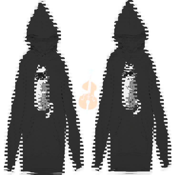 ネコとコントラバス 猫とサングラス ネコ好き 猫飼い コントラバス ウッドベース ダブルベース ジャズ音楽 ネコ 猫 パーカー