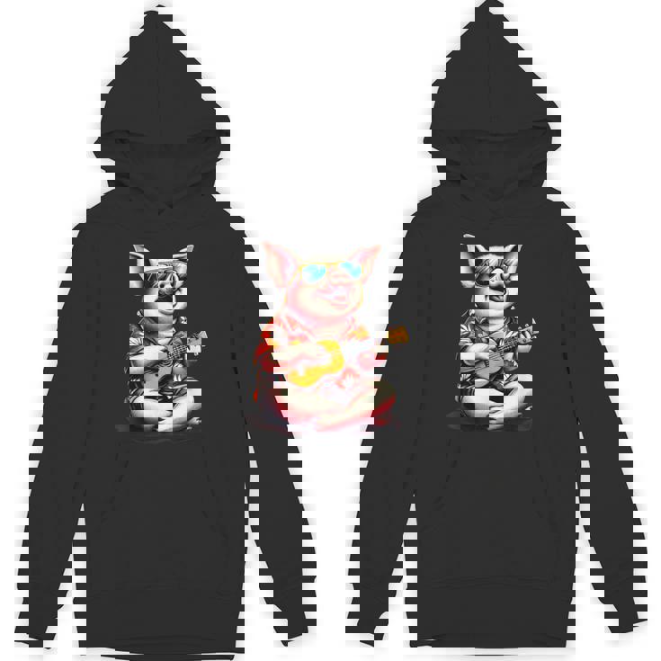 ハワイアンシャツを着たブタ、ウクレレ遊び。 Hoodie