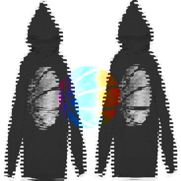 バスケットボールのシルエットカラフルな水彩画 パーカー