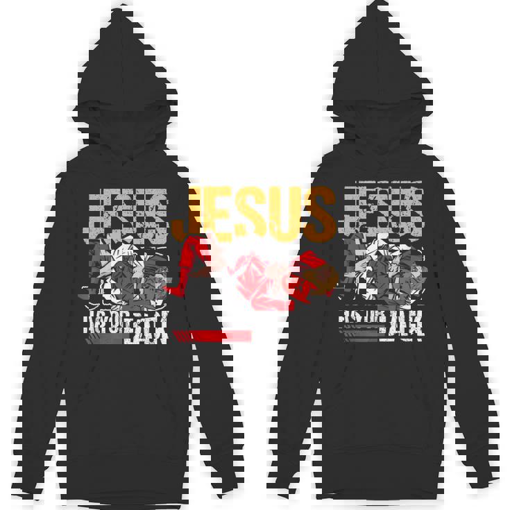 ブラジリアン柔術 ジーザス・ハズ・ユア・バック 面白いクリスチャンbjj パーカー