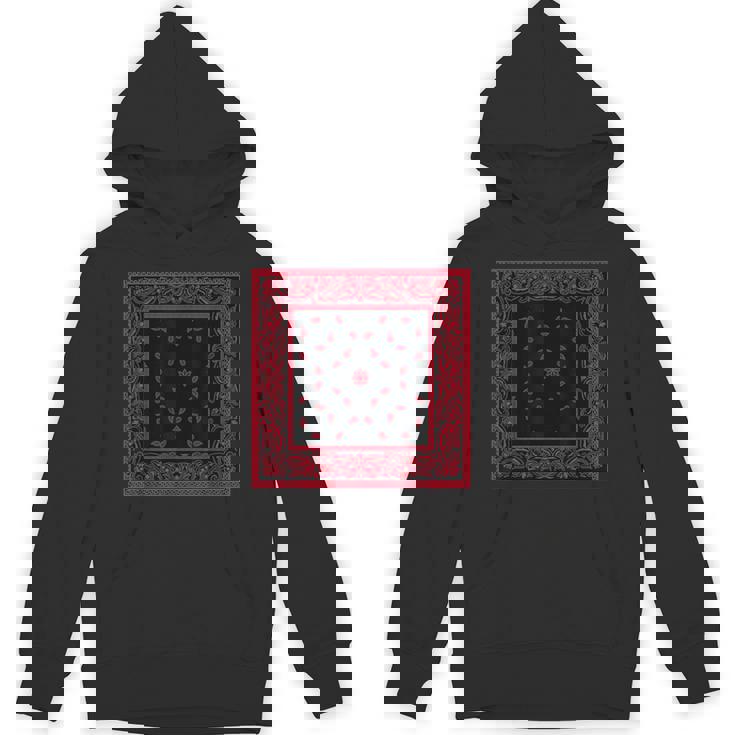 メンズ ブラックレッドバンダナプリントtシャツ ペイズリー柄 レッドラグ パーカー