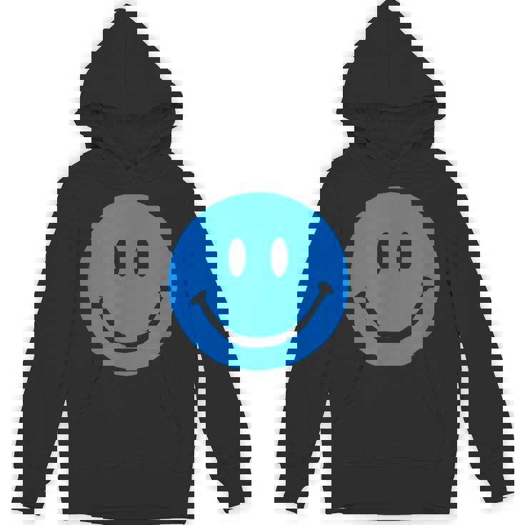 ブルースマイリーフェイス レトロブルーハッピーフェイス パーカー