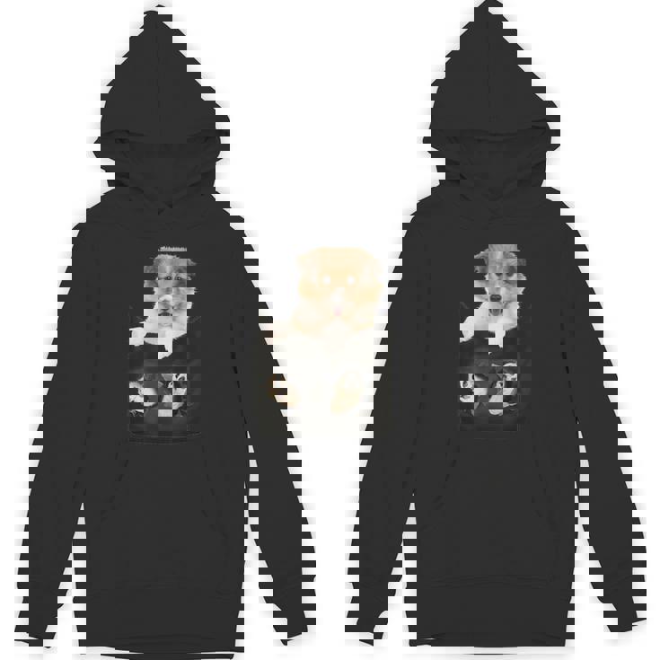 プリントポケットに入ったコリー犬 犬好きに面白い パーカー