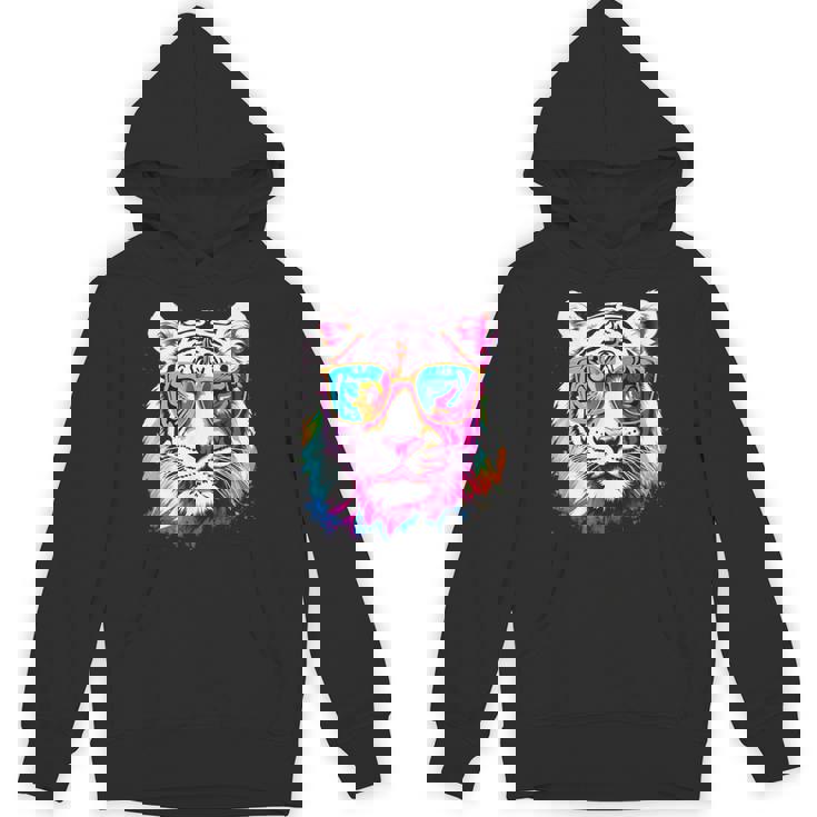 ホワイトタイガー サングラス カラフル アート 動物 虎 パーカー