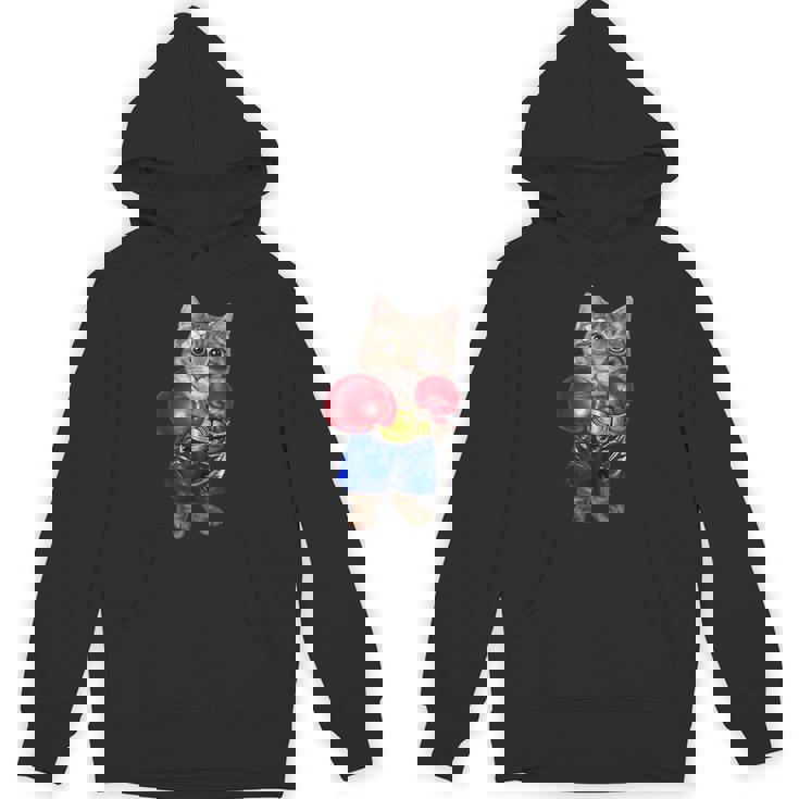 ボクシング をする 猫 ねこ パーカー