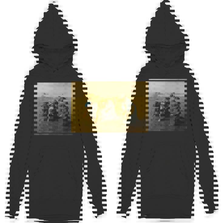 ミレー風アート猫の田植え 農作業をする三匹の猫たち パーカー