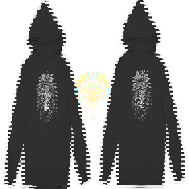 ライオン インディアン ヘッドドレス 羽 部族 ライオン パーカー