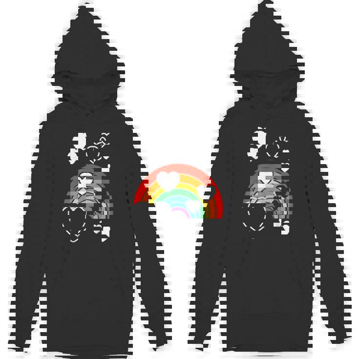 レインボーカラー ホワイト ハート ハート 雨 虹 旗 パーカー