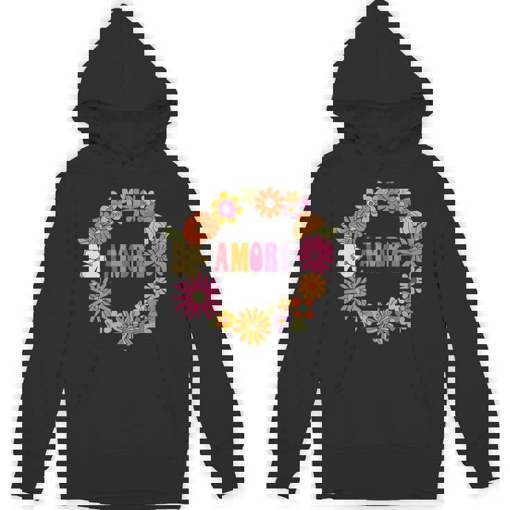 レトロ ボーホー フラワー アモーレ 愛 イタリア語 イタリア 旅行 パーカー