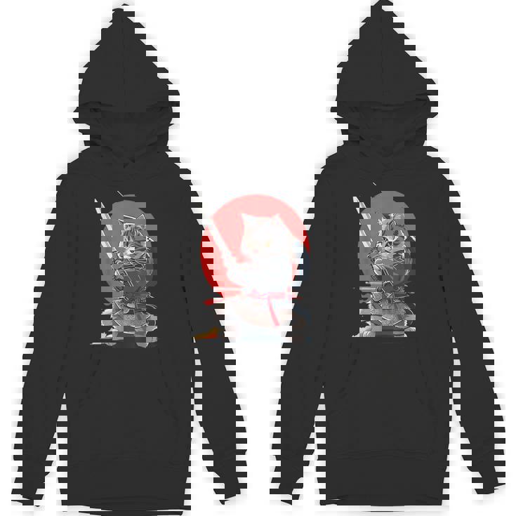 レトロな日本の侍猫グラフィック 猫愛好家 Hoodie