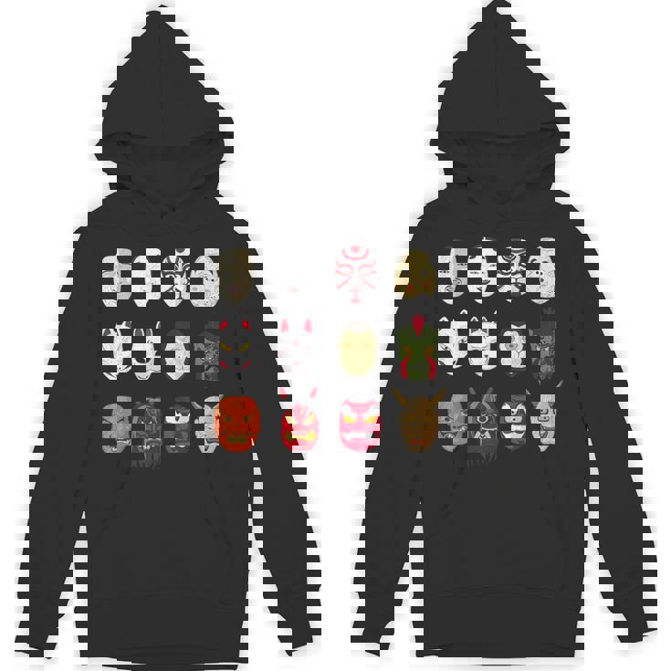 ヴィンテージ グラフィカル 日本 アート 天狗 きつね ひょっとこ マスク パーカー