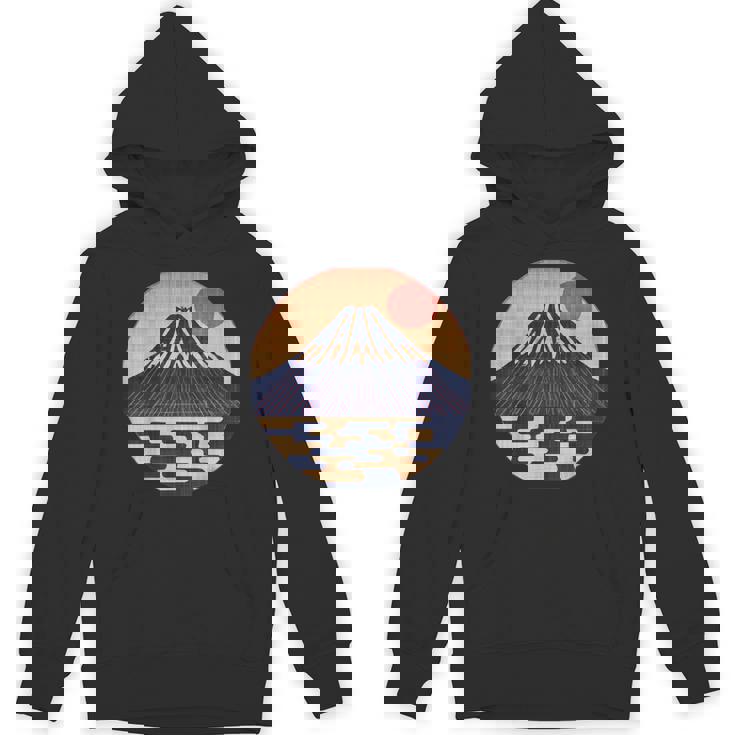 ヴィンテージ 和 富士山 山の上の日本の舞う太陽 パーカー