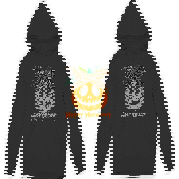 不気味なカボチャ ヒョウ柄 乱雑なお団子 ハロウィン 面白い パーカー